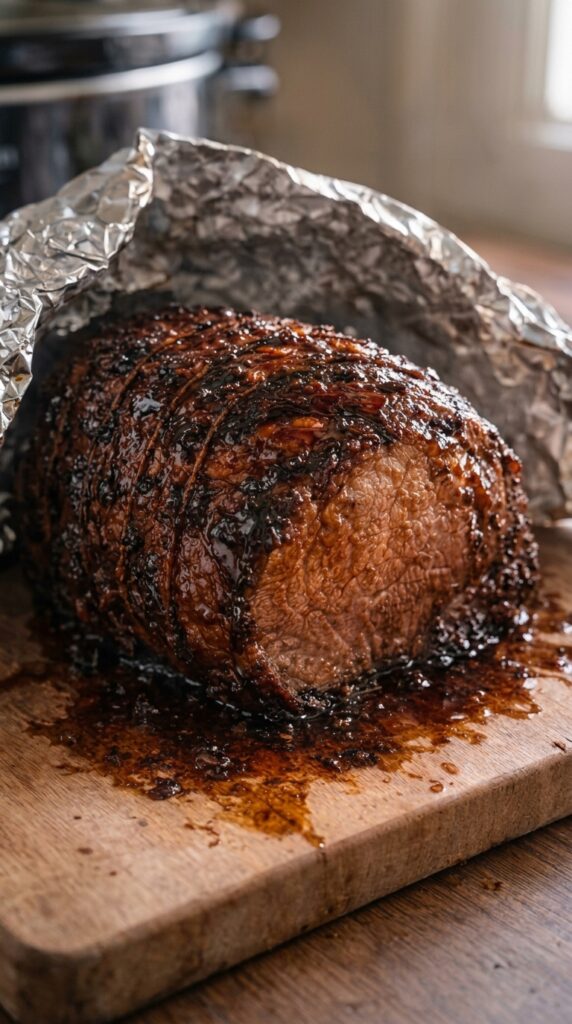 Slow Cooker Brown Sugar Balsamic Glazed Beef Roast Recipe