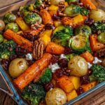 Maple Balsamic Roasted Vegetables with Cranberries & Feta