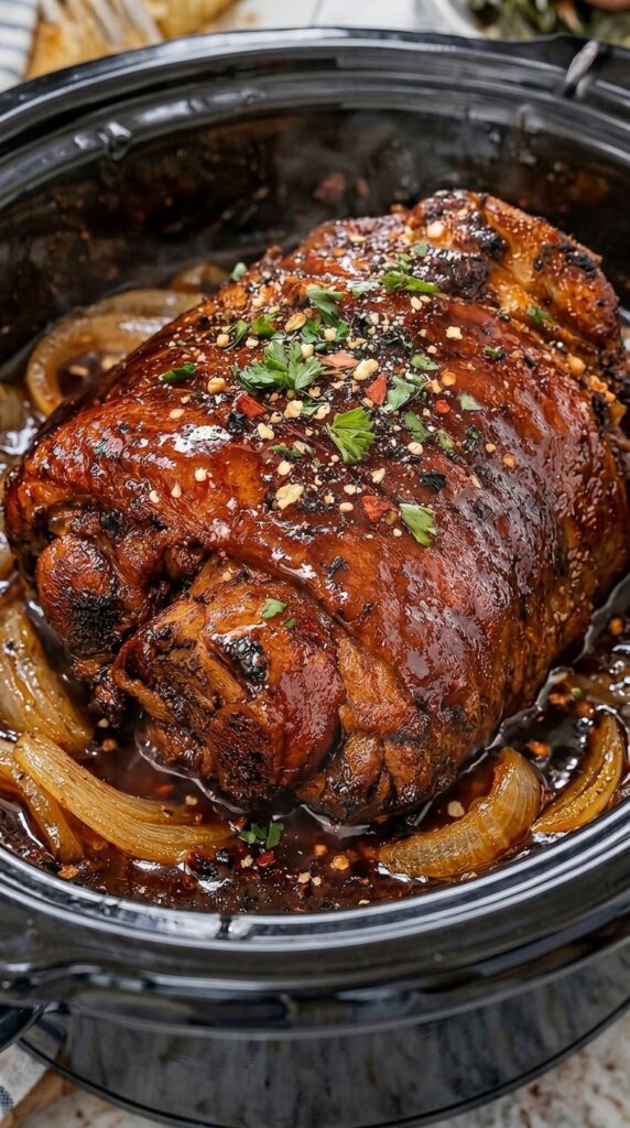 Slow Cooker Honey Garlic Glazed Pork Roast Recipe
