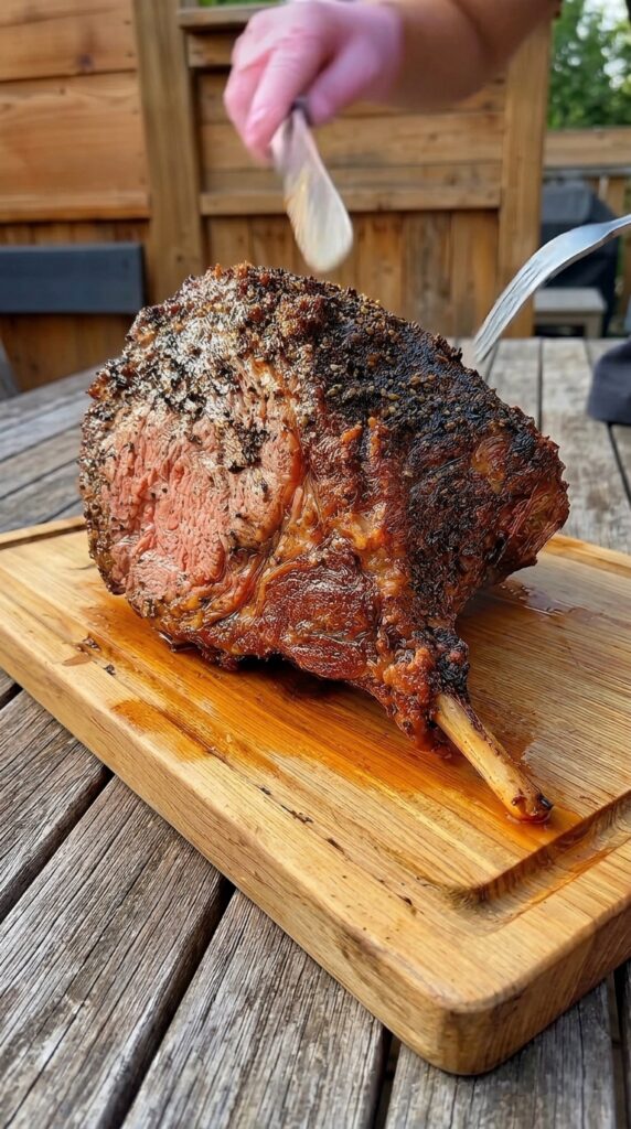 Smoked Tomahawk Ribeye Steak with Garlic Herb Butter