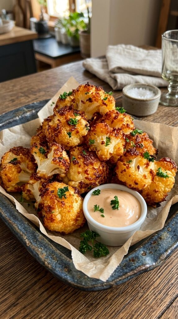 Crispy Garlic Parmesan Cauliflower Bites Recipe