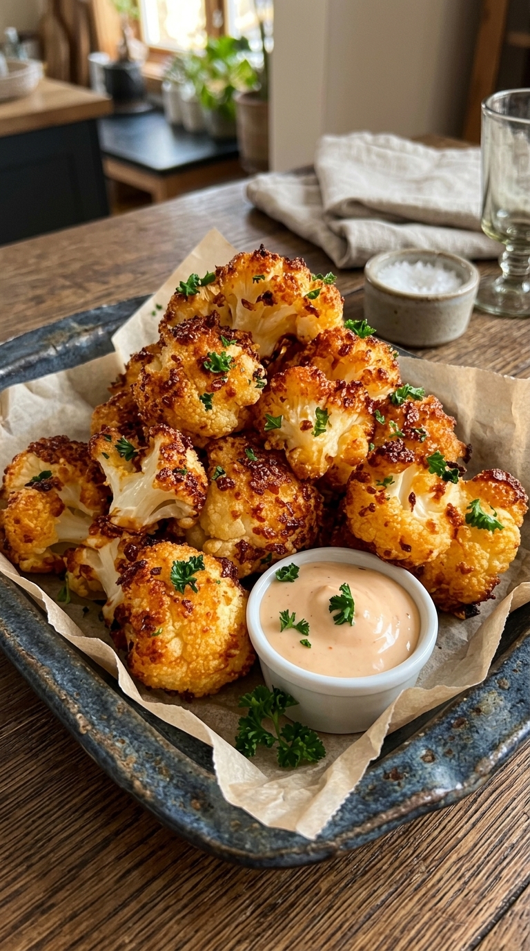 Crispy Garlic Parmesan Cauliflower Bites Recipe