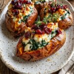 Cranberry, Spinach & Feta Stuffed Sweet Potatoes Recipe