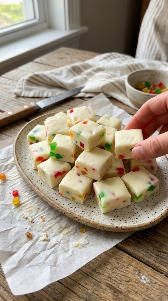 White Chocolate Gumdrop Fudge