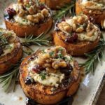 Roasted Sweet Potato Rounds with Brie, Walnuts & Cranberries