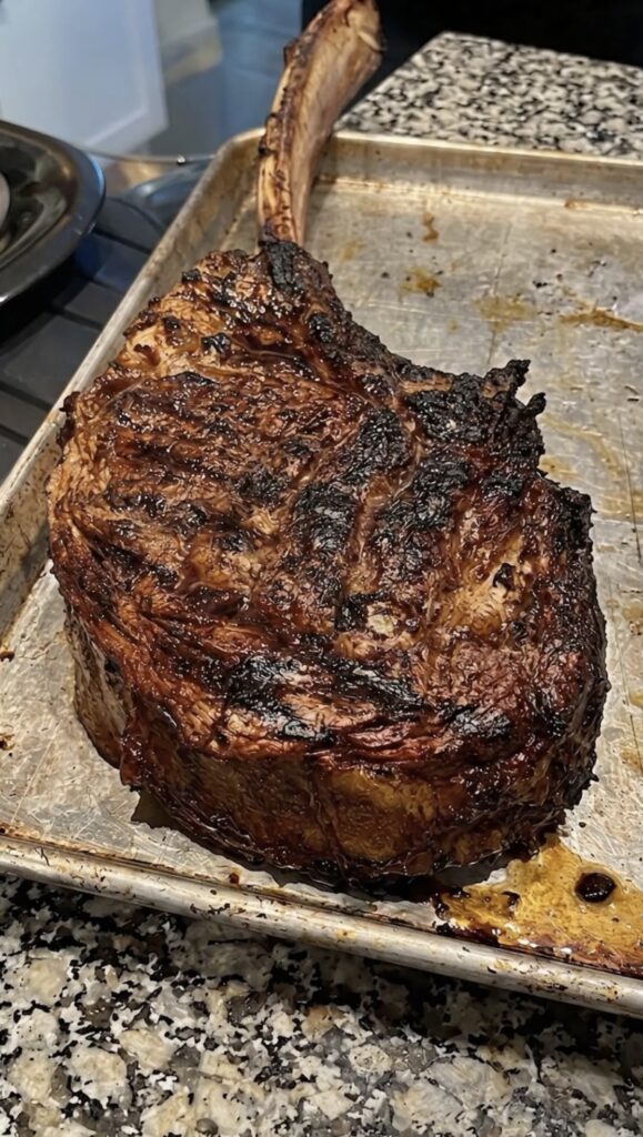 Garlic Butter Tomahawk Ribeye Steak with Crispy Charred Crust
