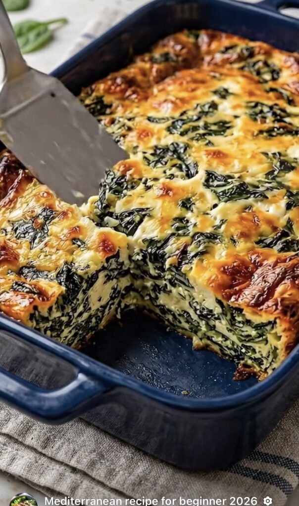 Crustless Spinach, Feta & Ricotta Egg Bake