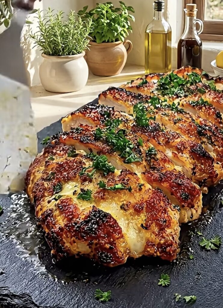 Garlic Butter Cheesy Crusted Chicken