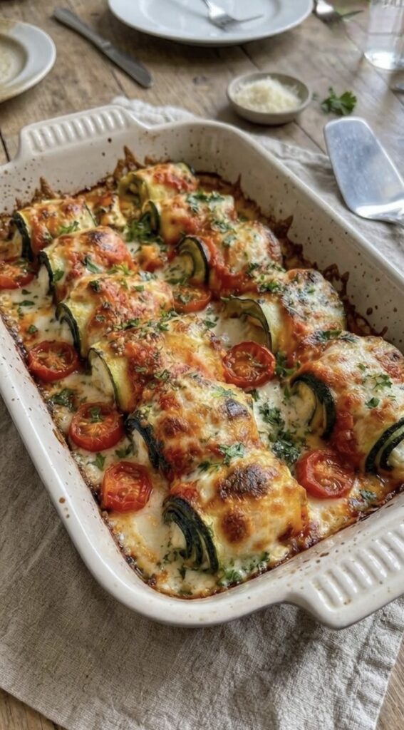 Baked Zucchini Roll-Ups with Spinach and Ricotta