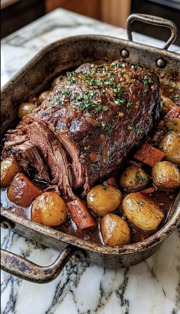 Garlic Herb Pot Roast with Potatoes and Carrots