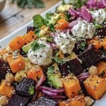 Roasted Beet, Butternut Squash & Chickpea Salad with Herb Whipped Goat Cheese