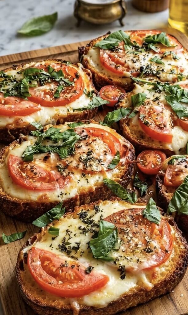Cheesy Tomato and Basil Garlic Toast