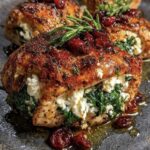 Cranberry, Spinach & Feta Stuffed Chicken Breast