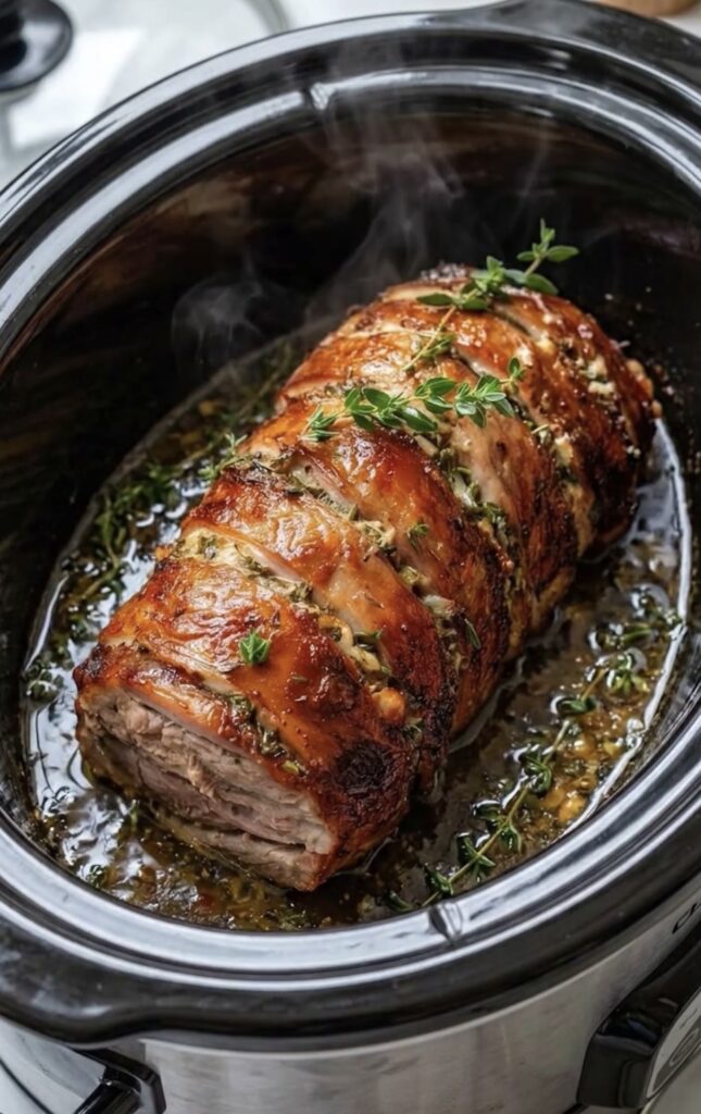 Slow Cooker Garlic Herb Roast Pork