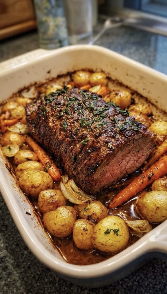 Herb-Roasted Beef Sirloin with Baby Potatoes and Carrots