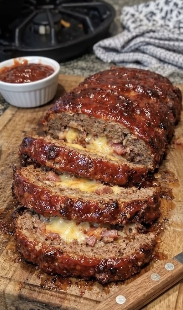 Stuffed Cheese and Bacon Meatloaf