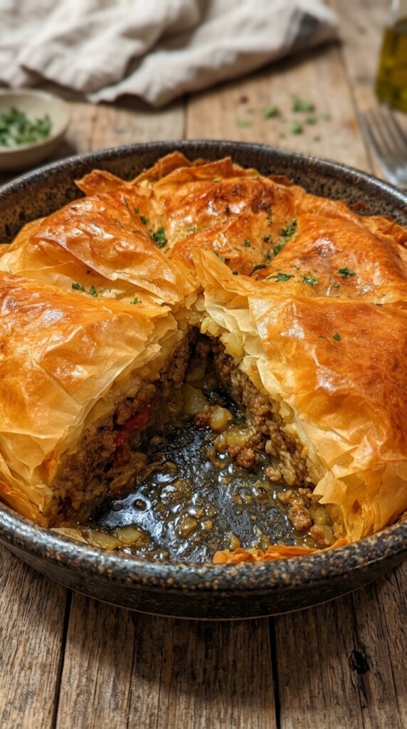Crispy Golden Phyllo Meat Pie Recipe – Easy & Delicious