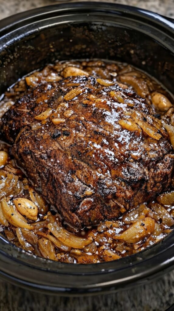 Slow Cooker Balsamic Garlic Beef Roast