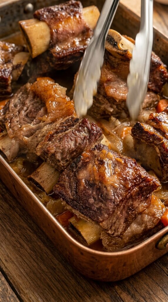 Slow Cooker Garlic Butter Beef Short Ribs with Rich Onion Gravy