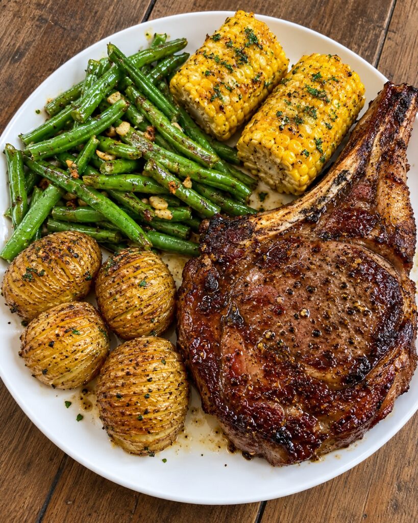 High-Protein Garlic Butter Steak with Veggies”.