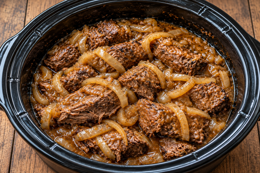 Slow Cooker Beef with Onion Gravy
