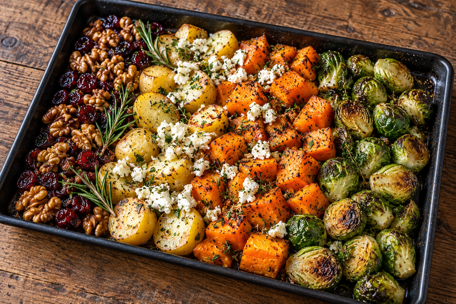 Roasted Autumn Vegetables with Feta and Walnuts