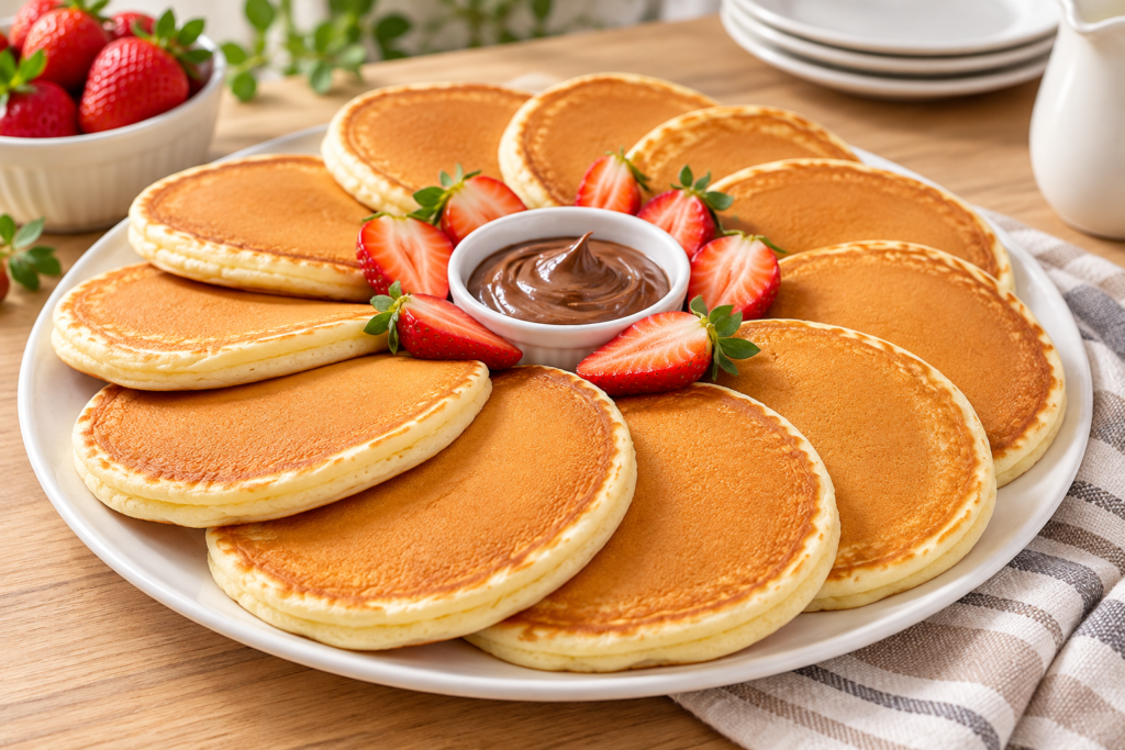 Easy Fluffy Pancakes with Strawberries