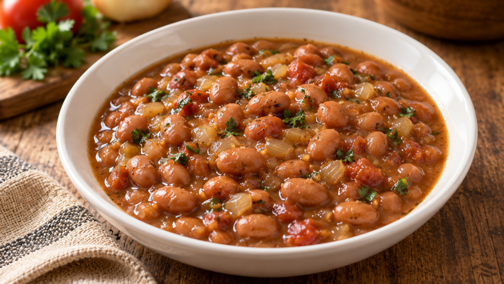 Easy Hearty Bean Stew with Tomatoes and Peppers