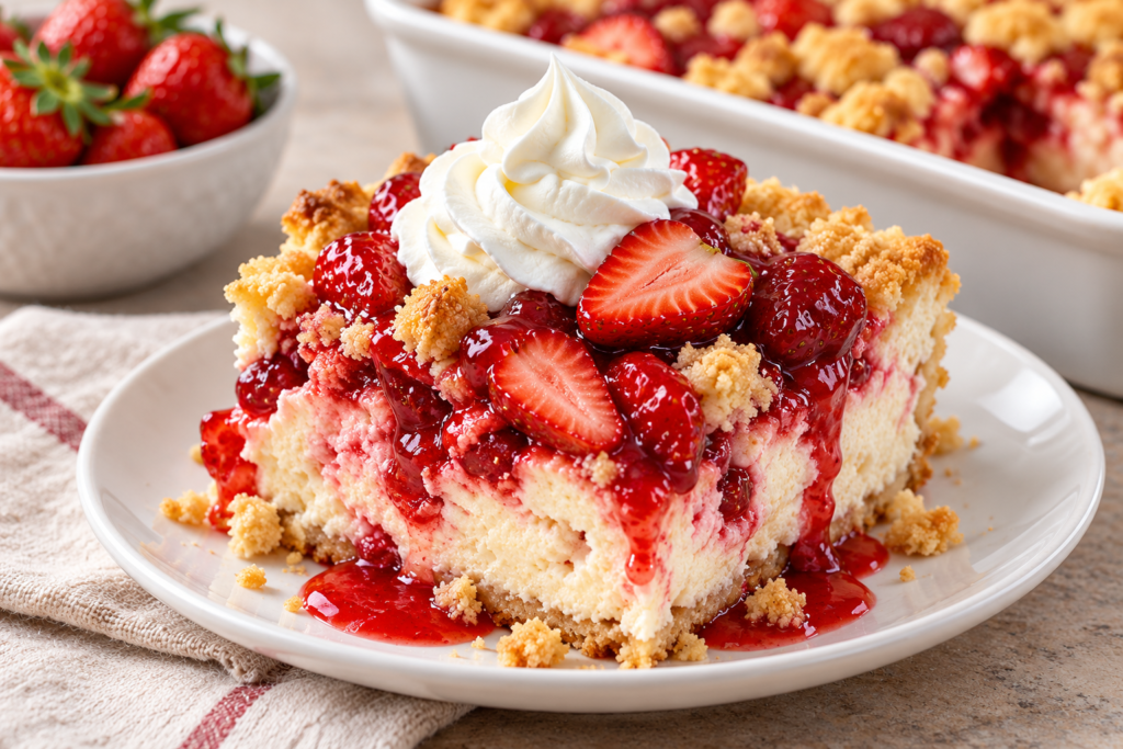 Strawberry cheesecake dump cake