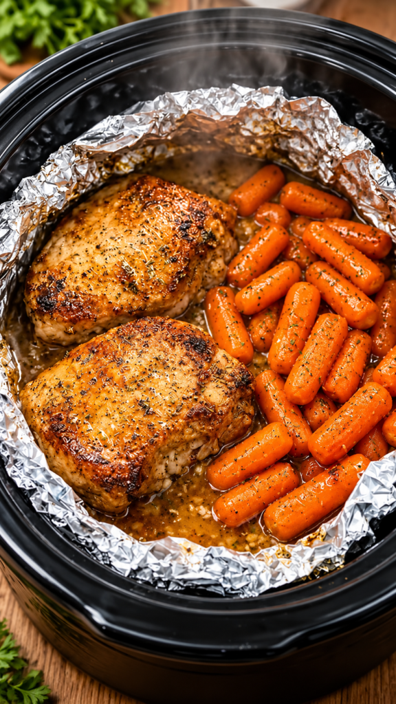 Slow Cooker Garlic Herb Chicken and Carrots