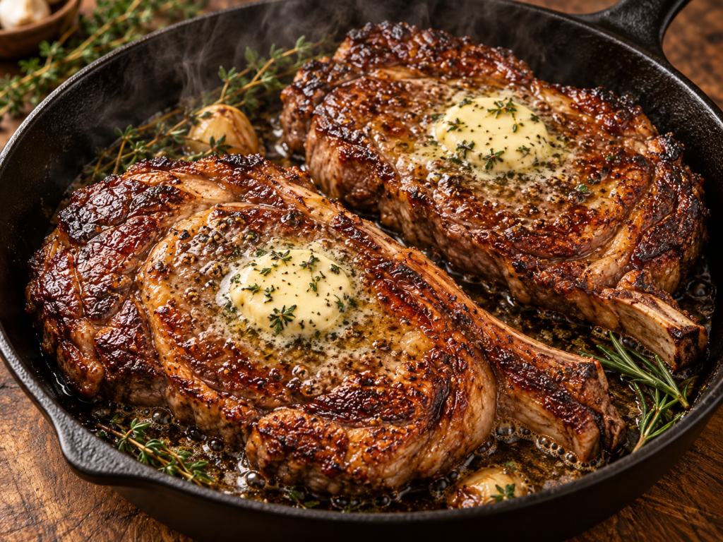 Garlic Herb Butter Ribeye Steak