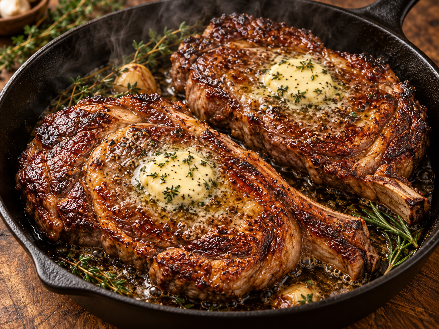 Garlic Herb Butter Ribeye Steak