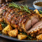 Garlic Herb Glazed Pork Roast with Roasted Potatoes