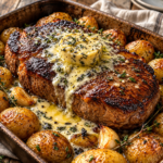 Garlic Herb Butter Roasted Beef with Crispy Baby Potatoes