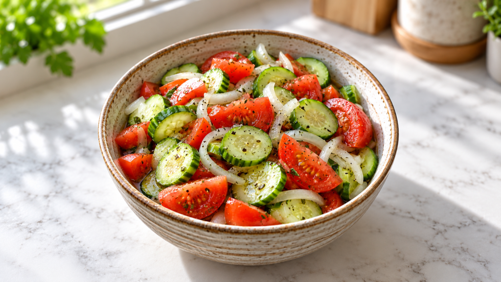 Easy Marinated Cucumber Tomato Onion Salad