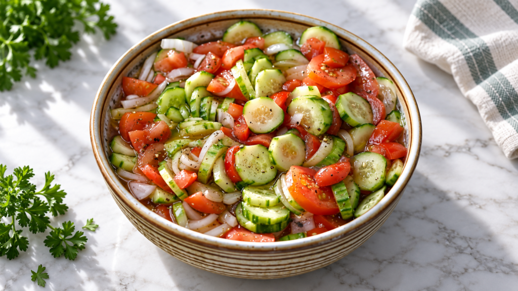 Marinated Cucumber, Tomato & Onion Salad