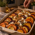Roasted Root Vegetable Bake with Feta & Walnuts