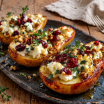 Baked Pears with Feta, Cranberries & Walnuts