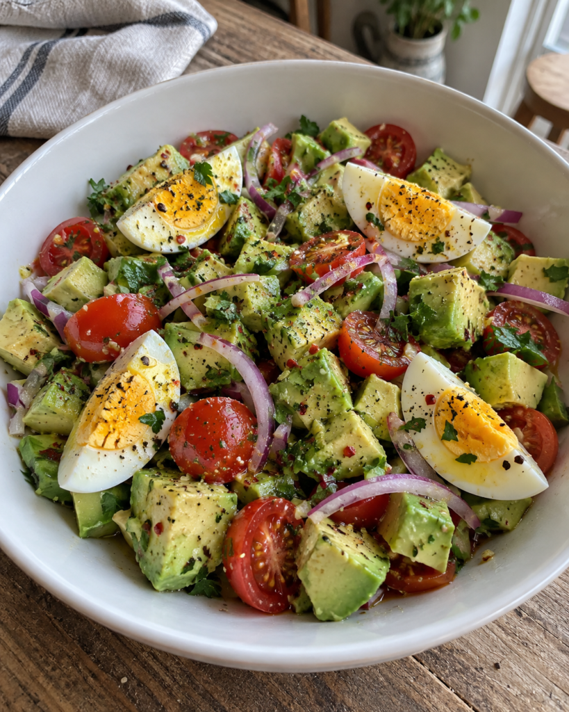 Avocado Egg Salad with Tomatoes & Red Onion