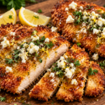 Crispy Hot Honey Lemon Feta Chicken Cutlets