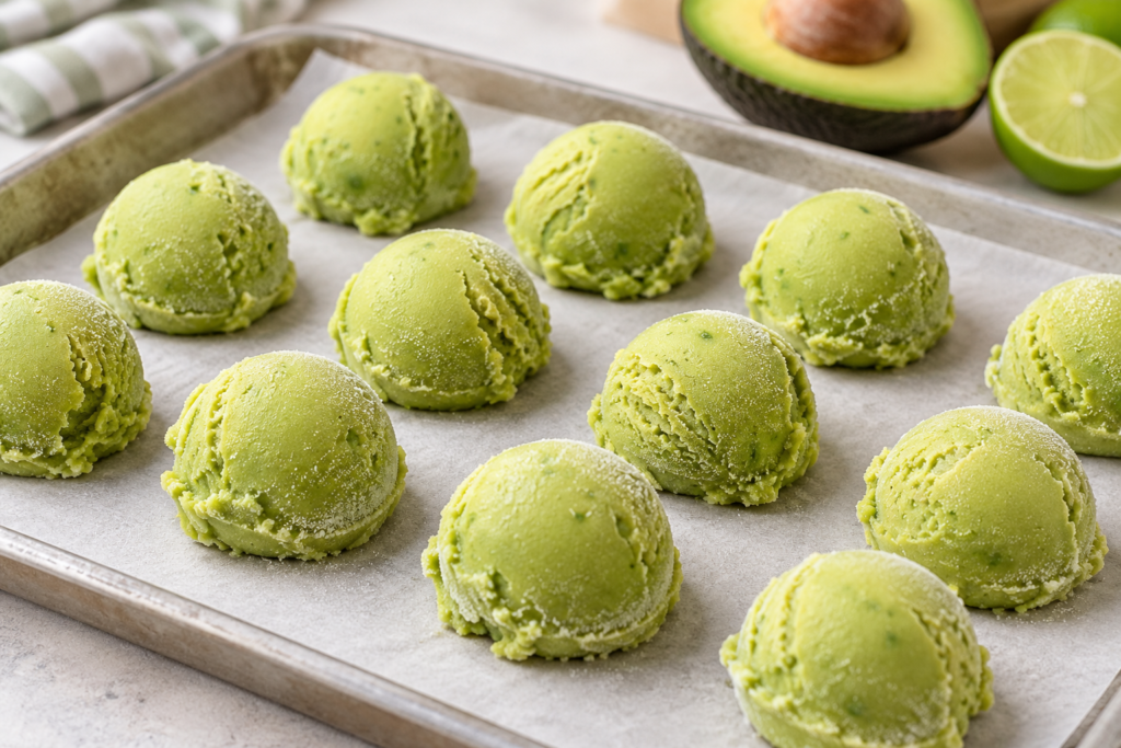 Frozen avocado scoops