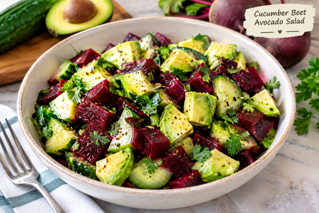 Cucumber Beet Avocado Salad